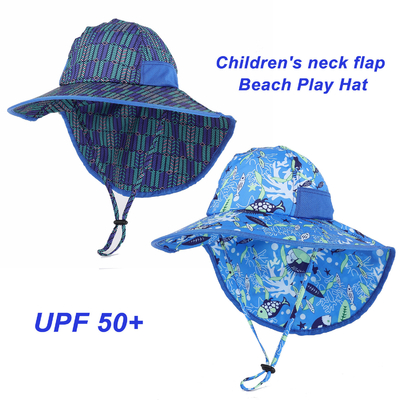 Visser Hat Custom Upf 50 van Hawaï van het Searsucker de Blauwe Strand de Baby van de Zonbescherming